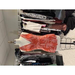 Y2K Orange Sleeveless V-Neck Printed Top - Medium